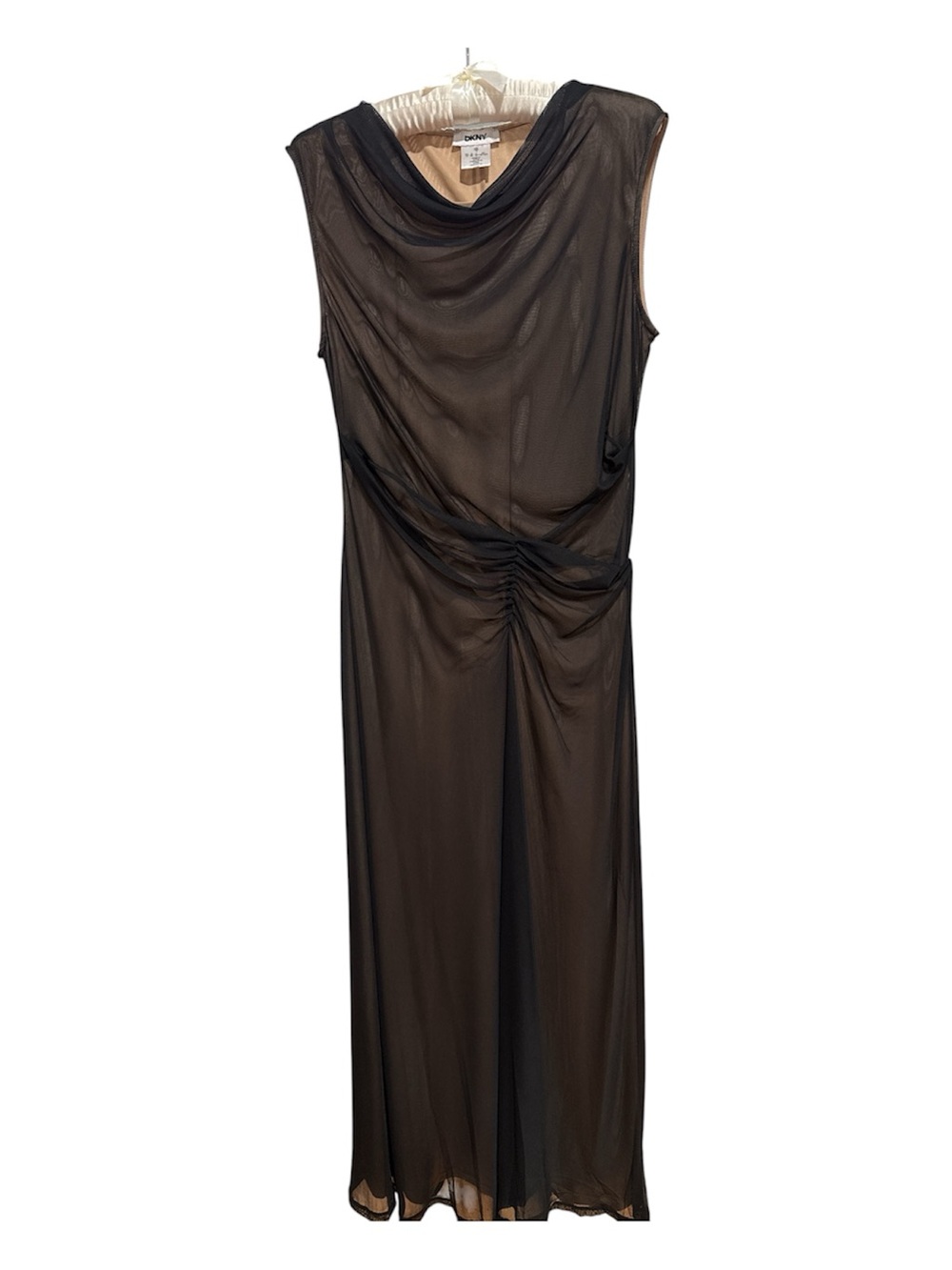 DKNY Black Sleeveless Cowl-Neck Maxi Dress